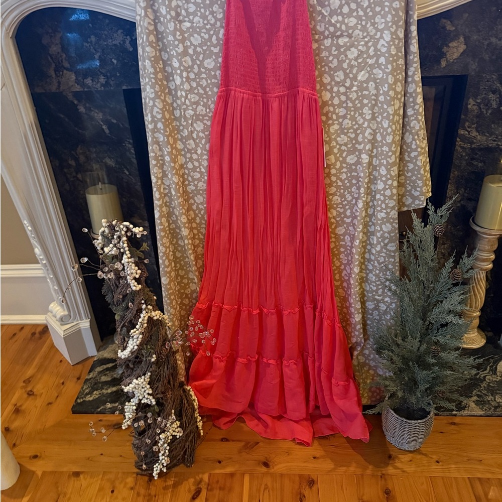 Elegant Coral Maxi Dress